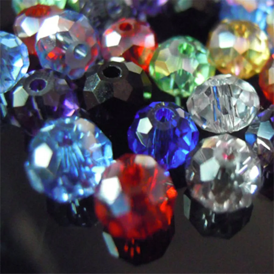 Isywaka 2mm,3*4mm,4*6mm,6*8mm, Austria faceted Crystal Glass Beads Loose Spacer Round Beads for Jewelry Making