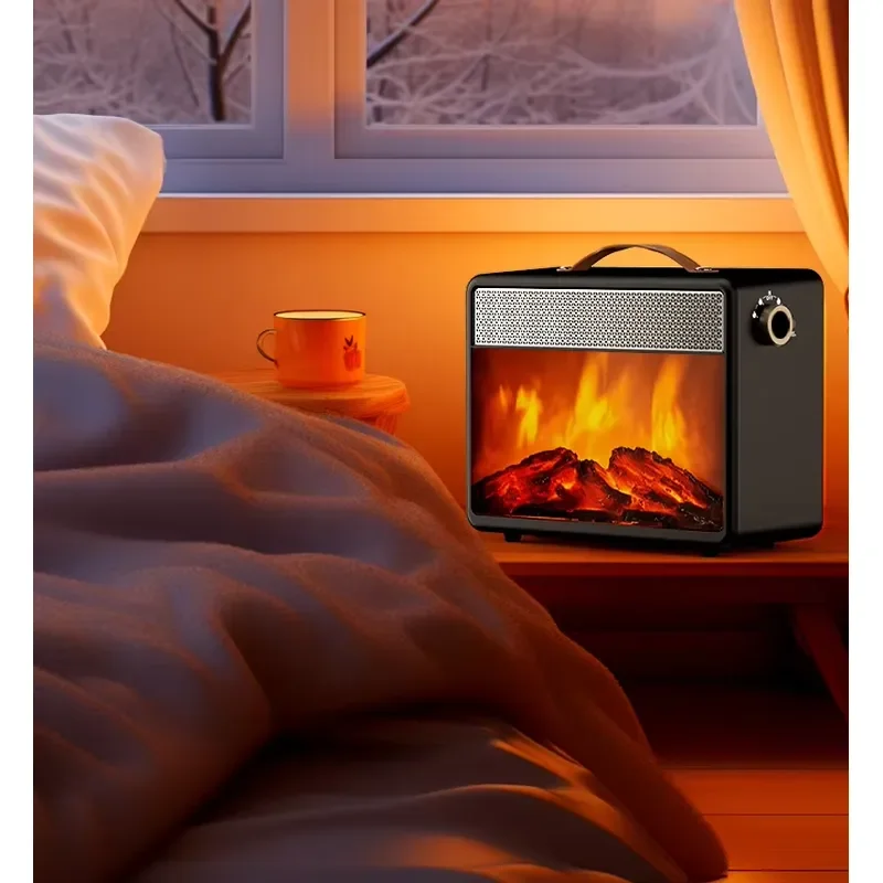 New Design 3D Simulation Flame Knob Control PTC Metal Freestanding Desktop Portable Flame Display Overheat Protection Energy