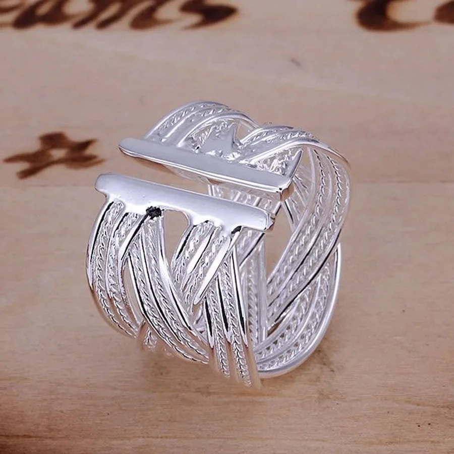 Wholesale jewelry 925 Sterling silver open ring engagement wedding Bridal fashion adjust size