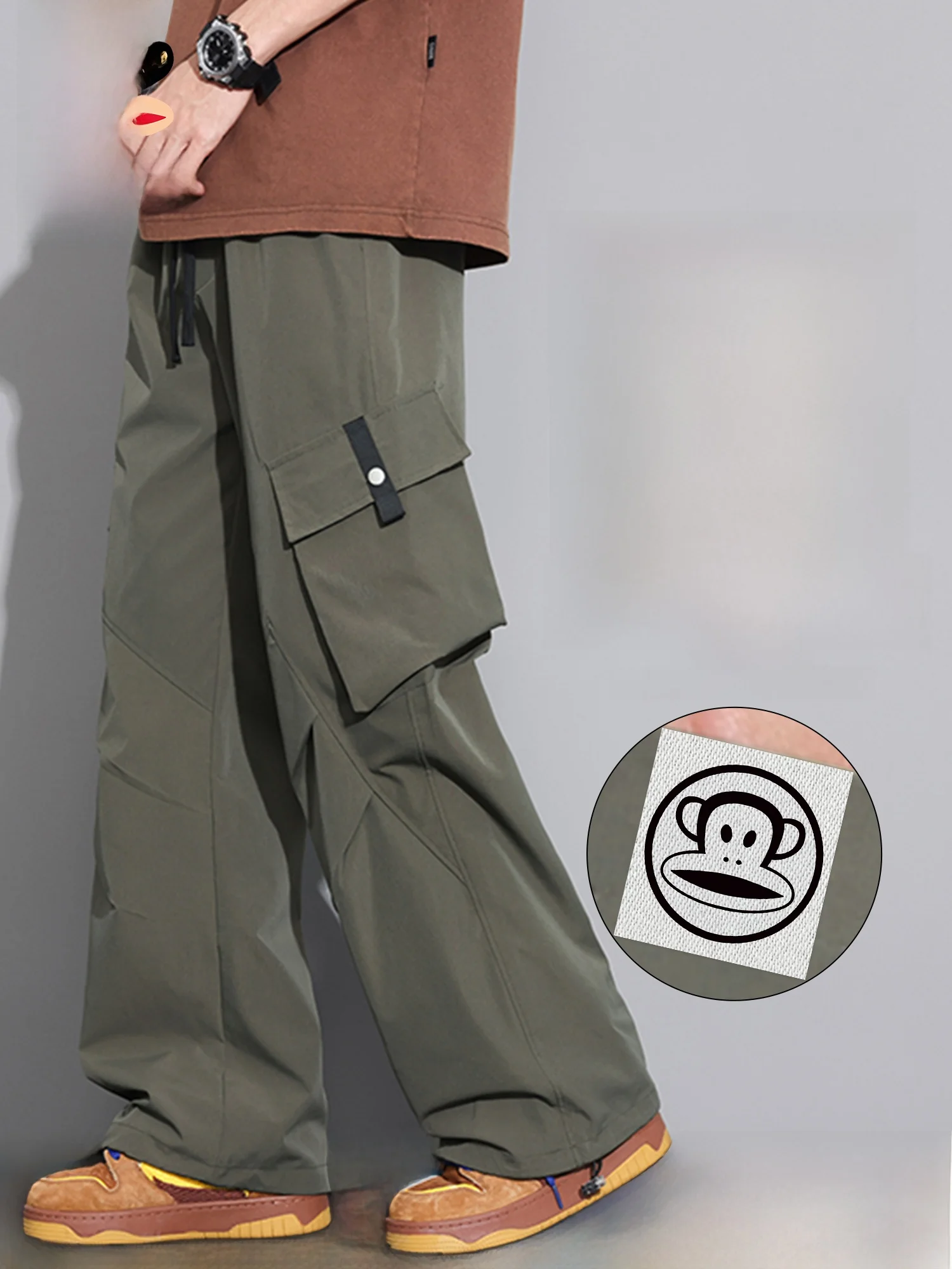 

Брюки Paul Frank: Мужские повседневные свободные прямые брюки для активного отдыха, весенние, модные, прочные, прямого кроя