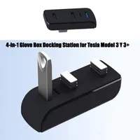 4-in-1 Glove Box Docking Station for Tesla Model 3 Y 3+ USB Hub Ports Car Type-c Extender Charger Upgrade Data Transfer Adapter