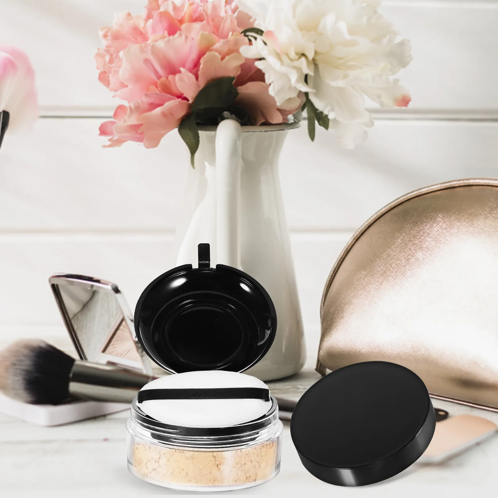 Empty Cushion Compact Case Small Loose Powder Container Portable Makeup Travel Box Powder Puff Dispenser Travel Foundation