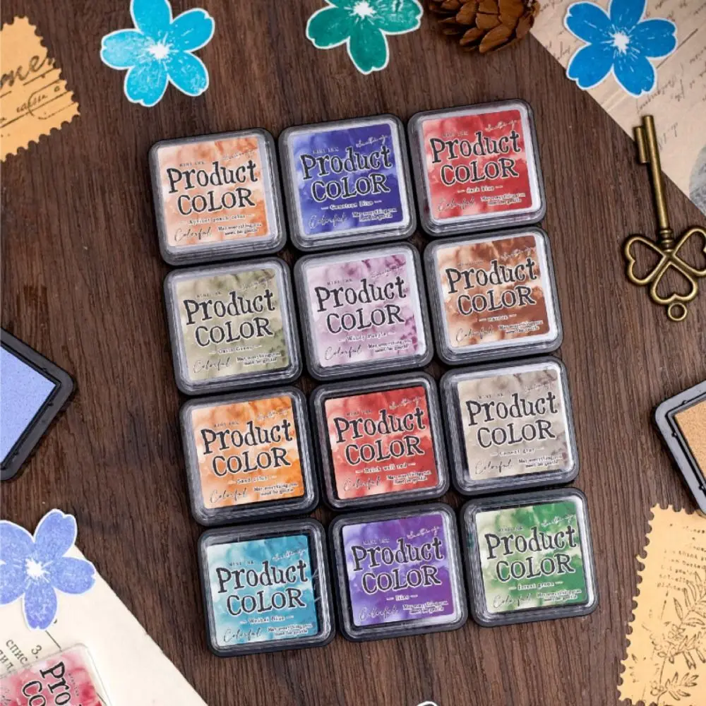 

6pcs/set Fashion Flowing Color Series Ink Pad Handmade Square Self Ink Stamp Colorful Stamp Pads for Planner Stamps Scrapbook