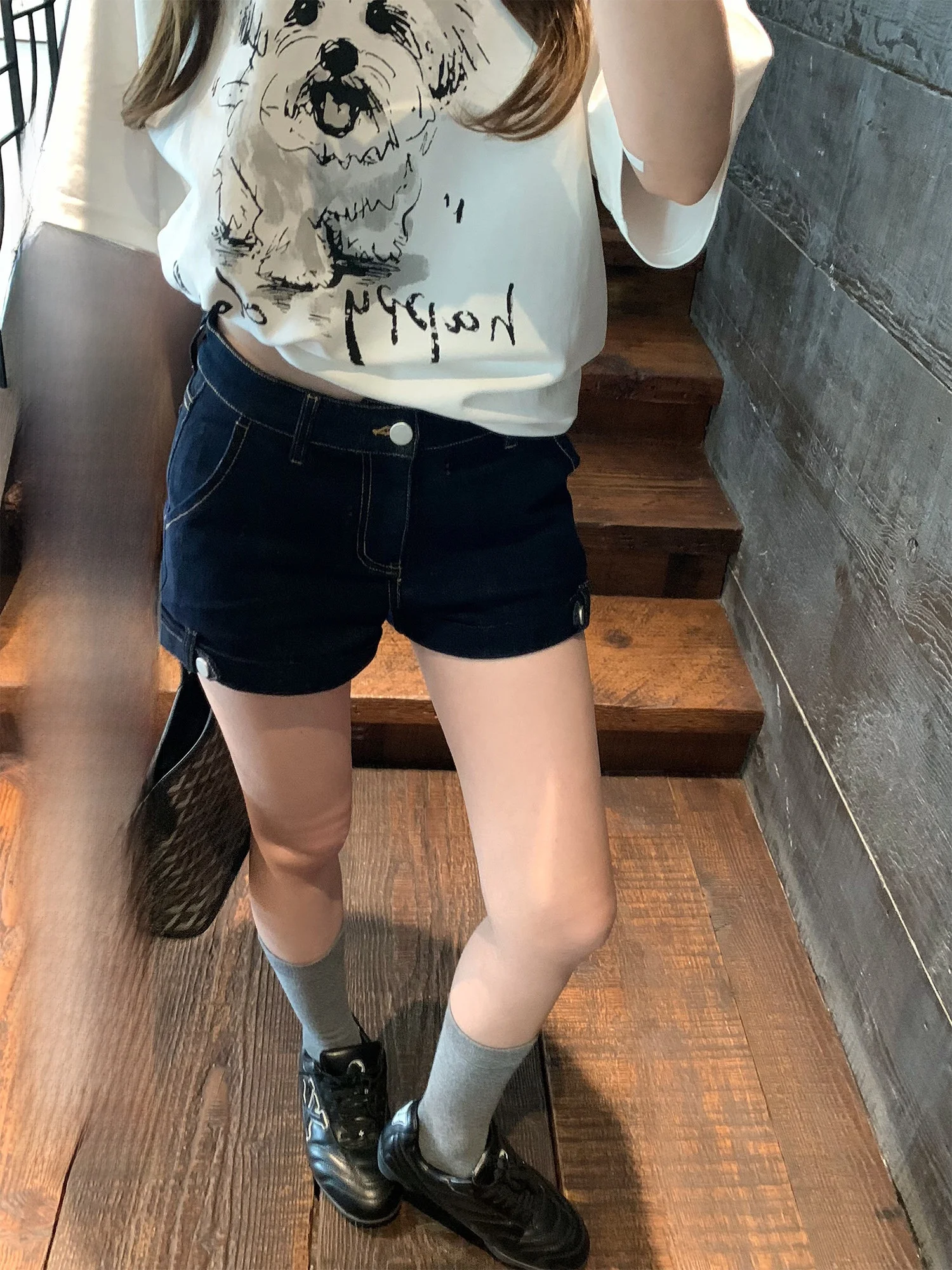 

Hhyii High Waist A-Line Denim Shorts Women's Slimming Versatile Wide Leg Original Jeans Hot Pants Spring 2026 Loose Fit