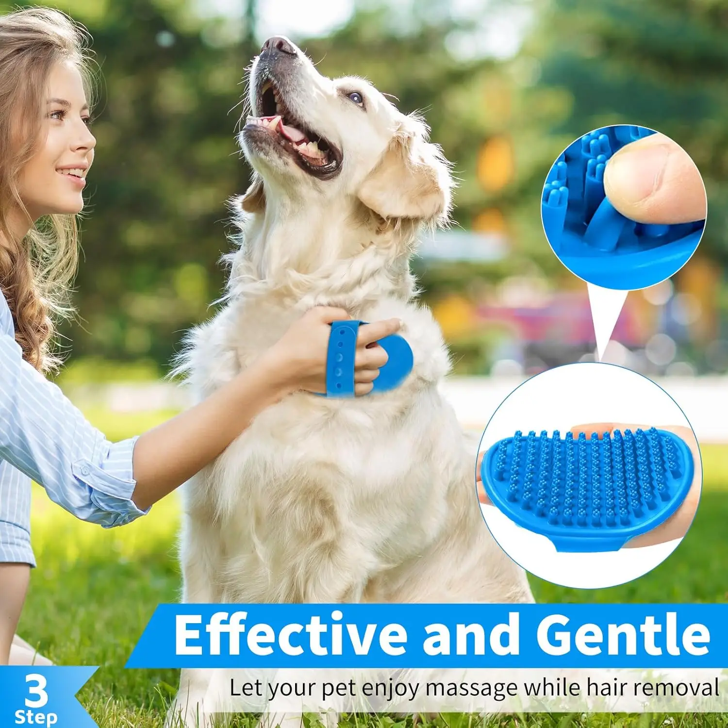 

Dog Bath Brush Shampoo Shower Washing Brush with Adjustable Ring Handle Short Long Hair Cat Grooming