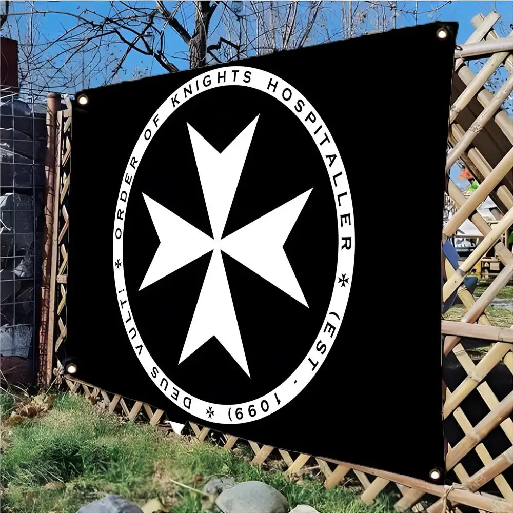 knight emblem charm H-Hospitaller Knights Flags Daily four ring borderless design indoor outdoor decor easy hang install