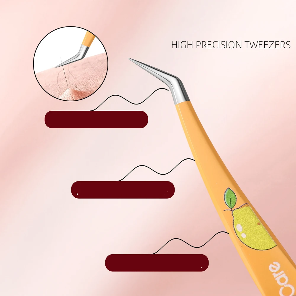 1/2 個ステンレス鋼つけまつげピンセット帯電防止湾曲したストリップフルーツスタイルハンドル 3D まつげエクステンションピンセットメイクアップツール
