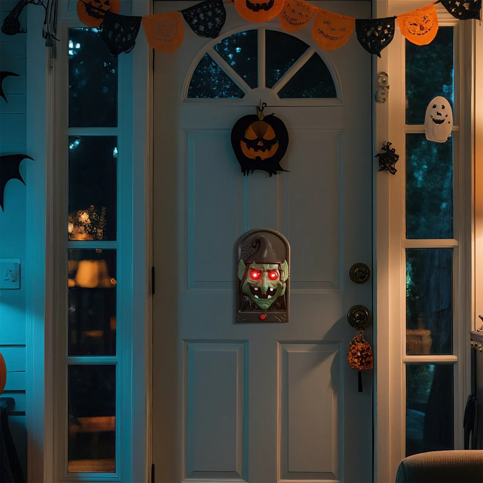 Trick-or-treating Doorbell Prop Spooky Skull Head Halloween Doorbell With Light Up Eyes Sounds For Haunted House Decor For Kids