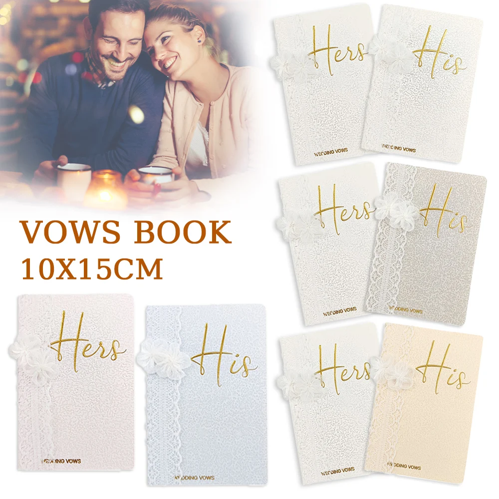 1 Pair Wedding Vow Card Bride & Groom Engagement Wedding Gifts Anniversary Memory Vow Books Keepsake Ceremony Party Decoration