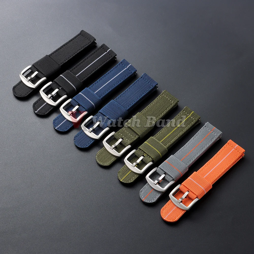 20mm 22mm Nylon Sailcloth Watch Band Replacement for Omega for Seiok Watch Strap Double Layer Elastic Nylon Women Men's Bracelet