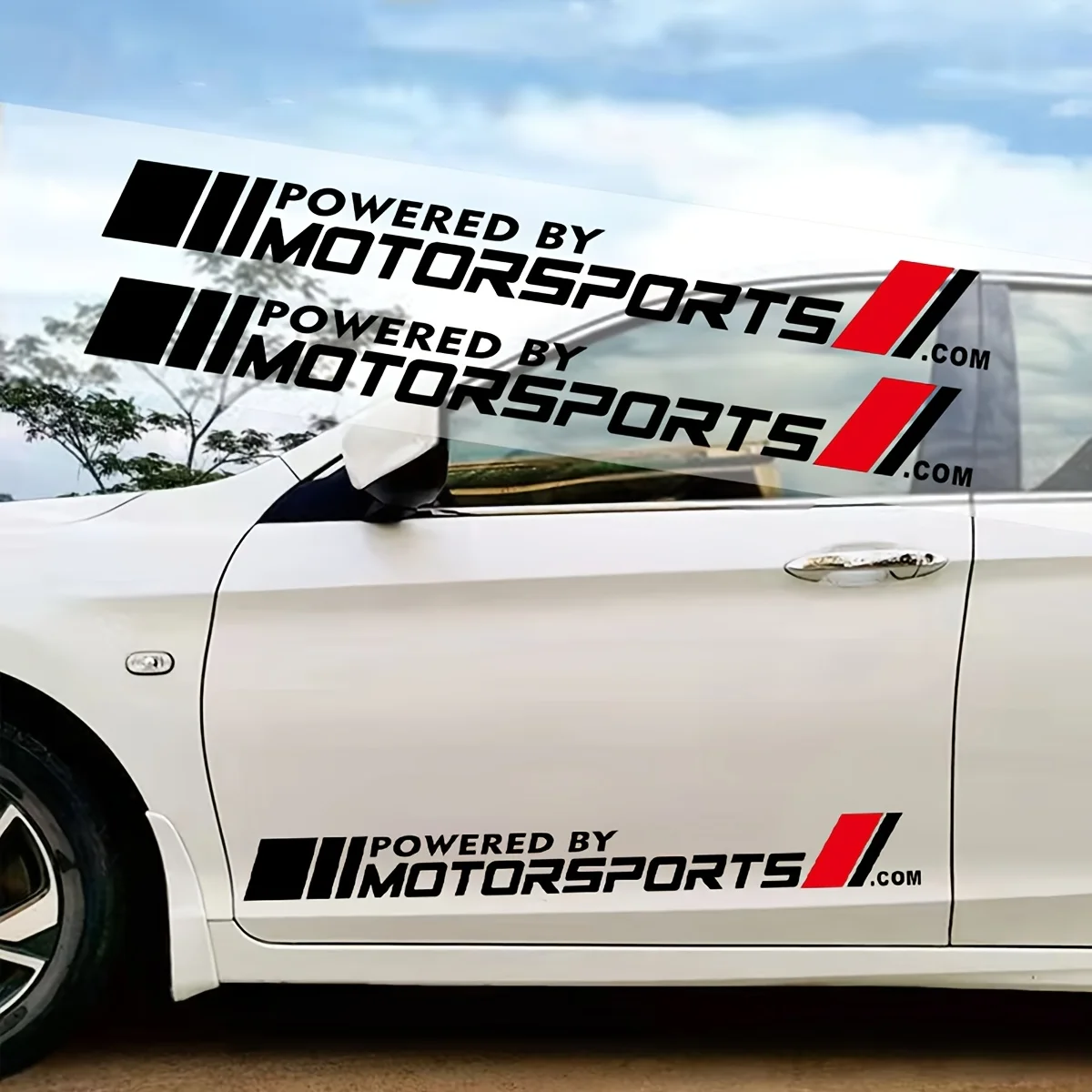 

2PCS Powered By Motorsports Racing Car Stickers Waterproof Vinyl Decals for DIY Vehicle Side Body Door Sport Style Decoration