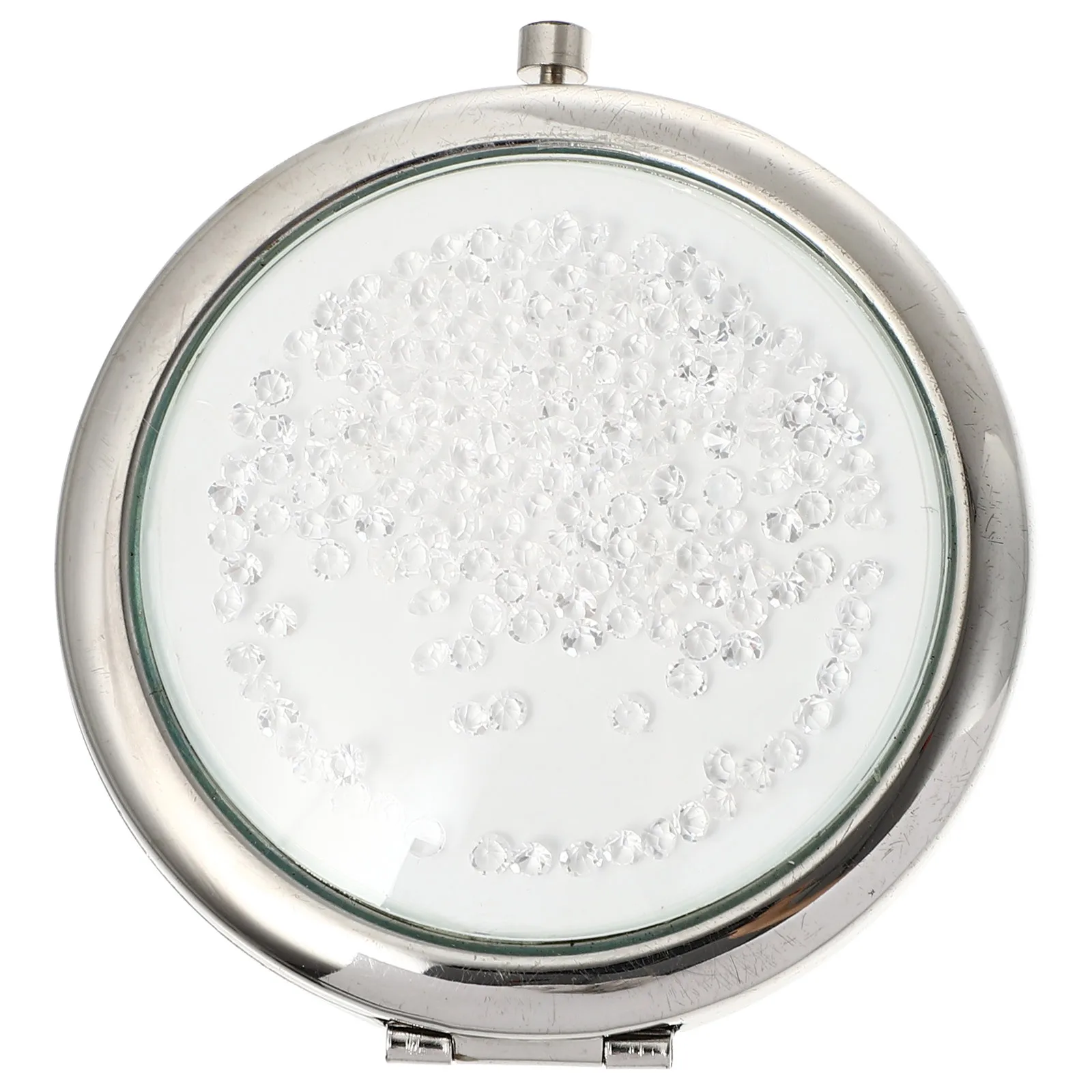 Espelho de maquiagem redondo dobrável dupla face de metal portátil viagem mini pequeno espelho de bolso dobrável acessório de maquiagem