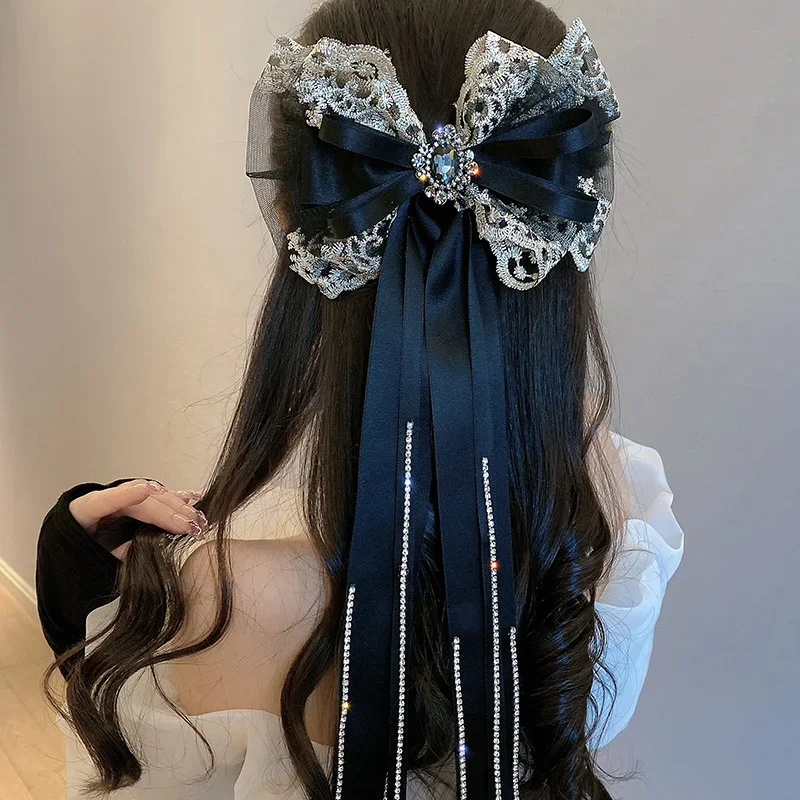 2024 Coreano Nappa di Cristallo Fermagli Per Capelli per Le Donne Ragazze Tessuto Arco Forcelle Clip di Primavera Elegante Barrette Copricapi Accessori Per Capelli