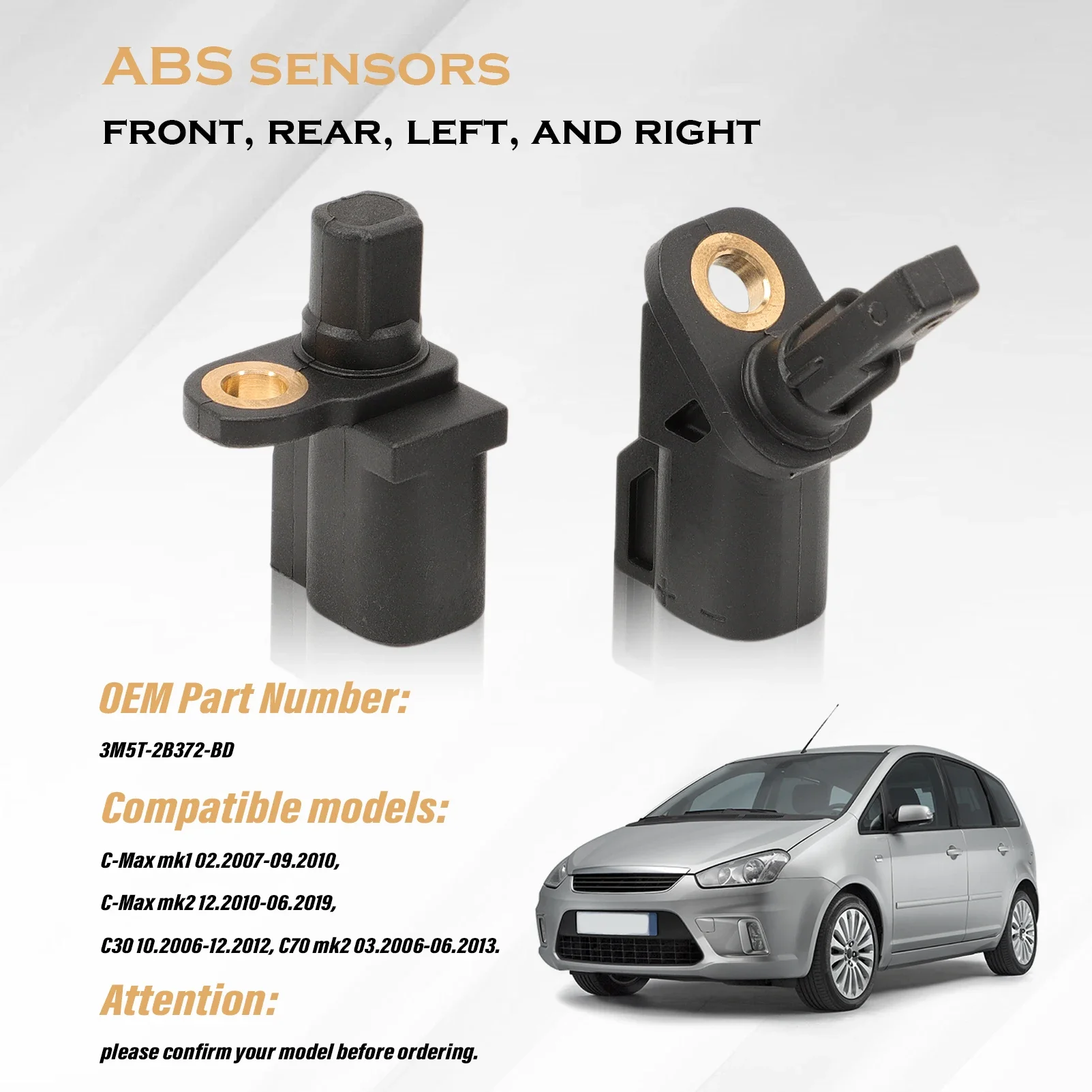 

4 PCS ABS Sensor for Ford Focus mk2 mk3 Galaxy mk2 Kuga mk1 Mondeo mk4 SMax CMax Mazda 3 BK BL 5 CW Volvo C30 C70 ‎3M5T-2B372-BD