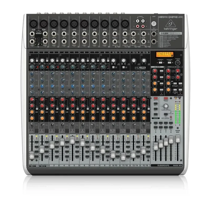 Behringer Xenyx QX2442USB Analog Mixer 24-Channel Studio Pa System Sound Equipment 10 Microphone Inputs With 48V Phantom Power