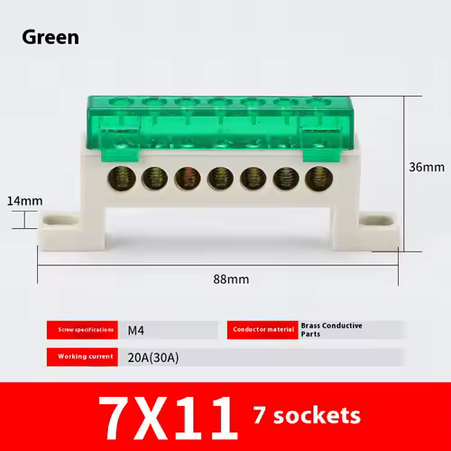 Zero wire terminal 3/4/5/6/7/10-Hole Distribution Box Terminal Block dustproof Ground Copper Bar Bridge type Busbar With cover - Image 37