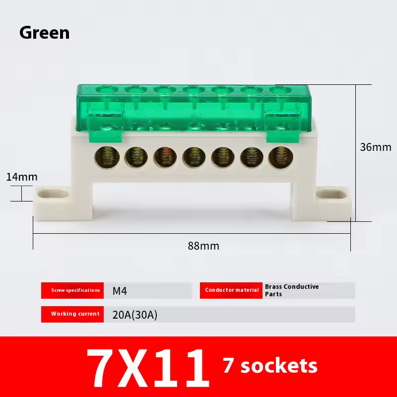 Zero wire terminal 3/4/5/6/7/10-Hole Distribution Box Terminal Block dustproof Ground Copper Bar Bridge type Busbar With cover - Image 37