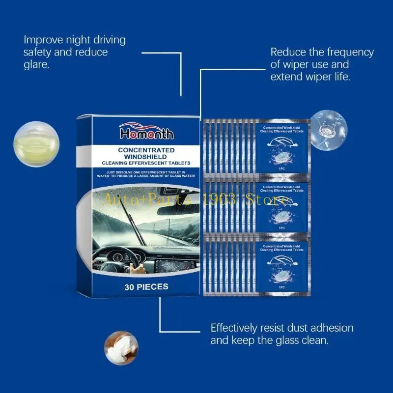 

E21C Pack из 30 концентрированных ветровых стекла чистящих шипучих таблеток.