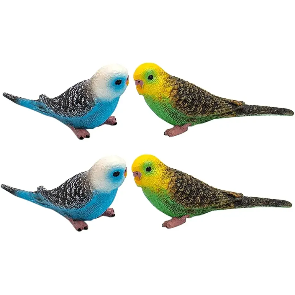 

Набор из 4 декоративных фигурок птиц: миниатюрные милые искусственные попугаи и неразлучники для украшения дома, сада и тортов