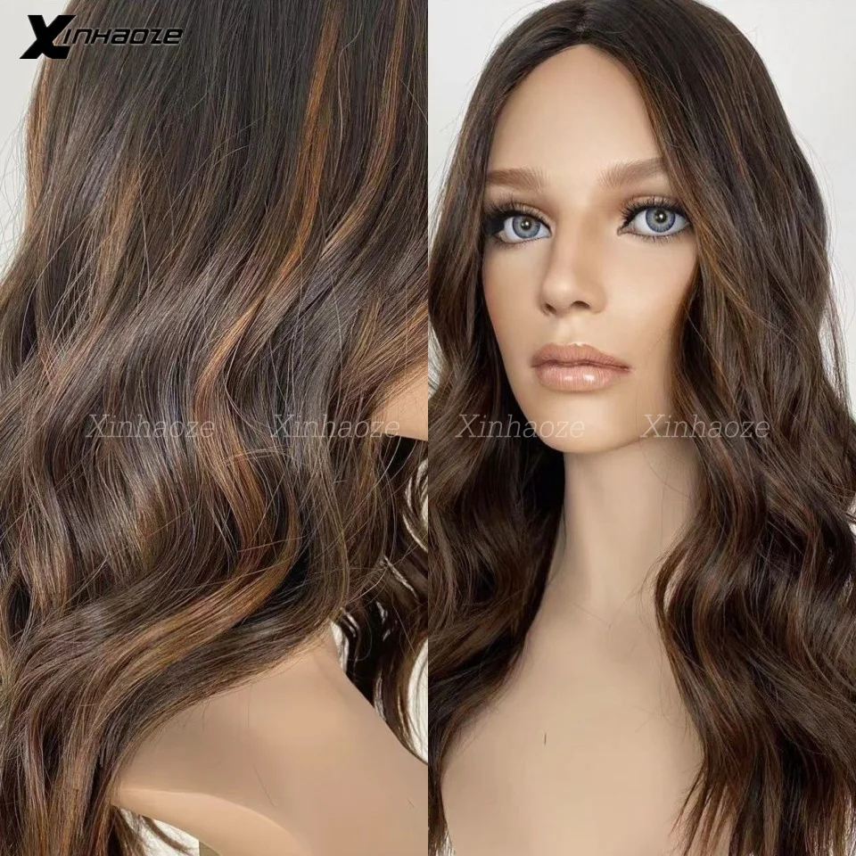 

Pre-Plucked Ombre Dark Brown 5x5 Silk Top Closure Wigs Body Wave Remy Brazilian Hair Highlight 13x4 Silk Top Lace Frontal Wigs