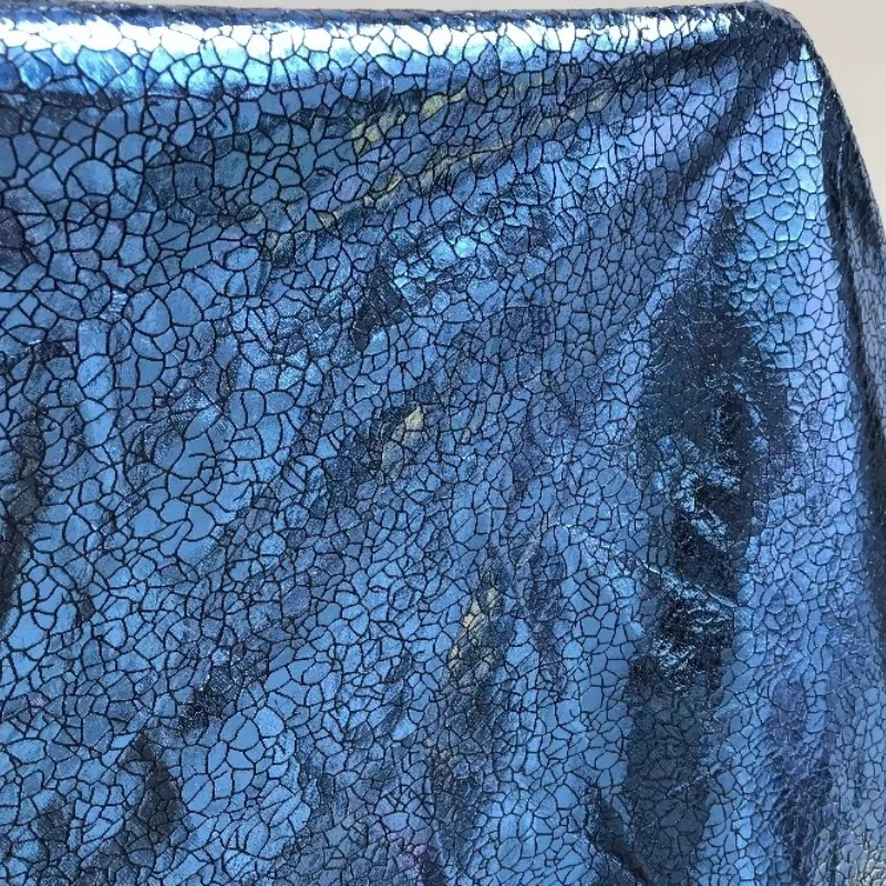 

Blue And White Porcelain Pattern Metallic, Elastic And Soft Trench Coat Background Pu Leather Polieste Spander Fabric AC018