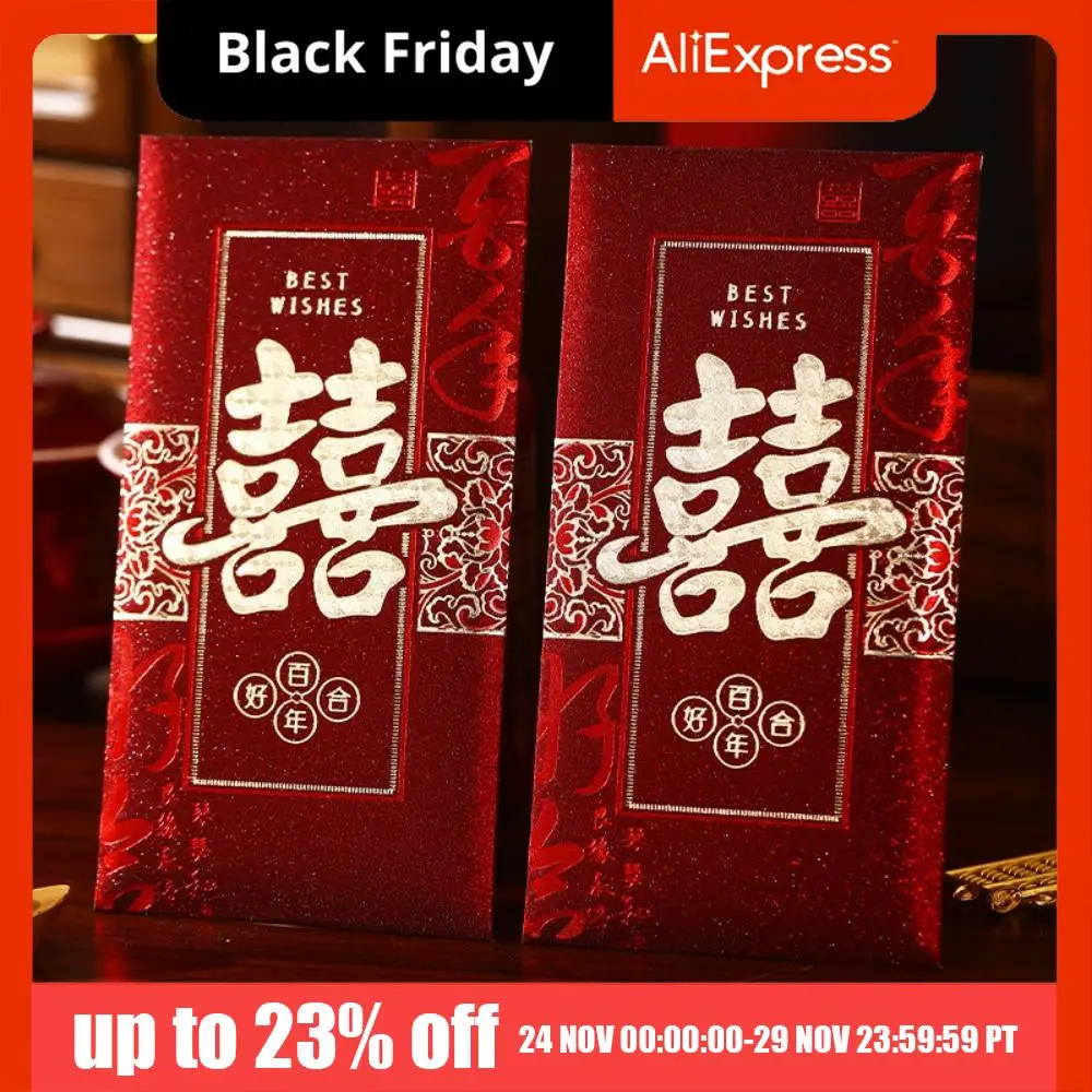 

6pcs Premium Hot Stamping Red Envelopes Thickened Best Wishes Lucky Bags Traditional Paper Money Gift Envelopes Gift Giving