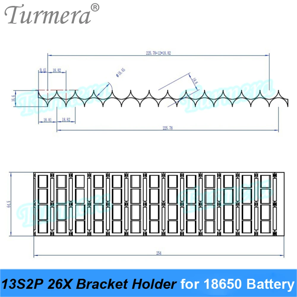 Turmera 18650 21700 Uchwyt baterii 10S 13S 2P Uchwyt dystansowy do akumulatorów 12V 36V 48V 72V do rowerów elektrycznych lub e-skuterów