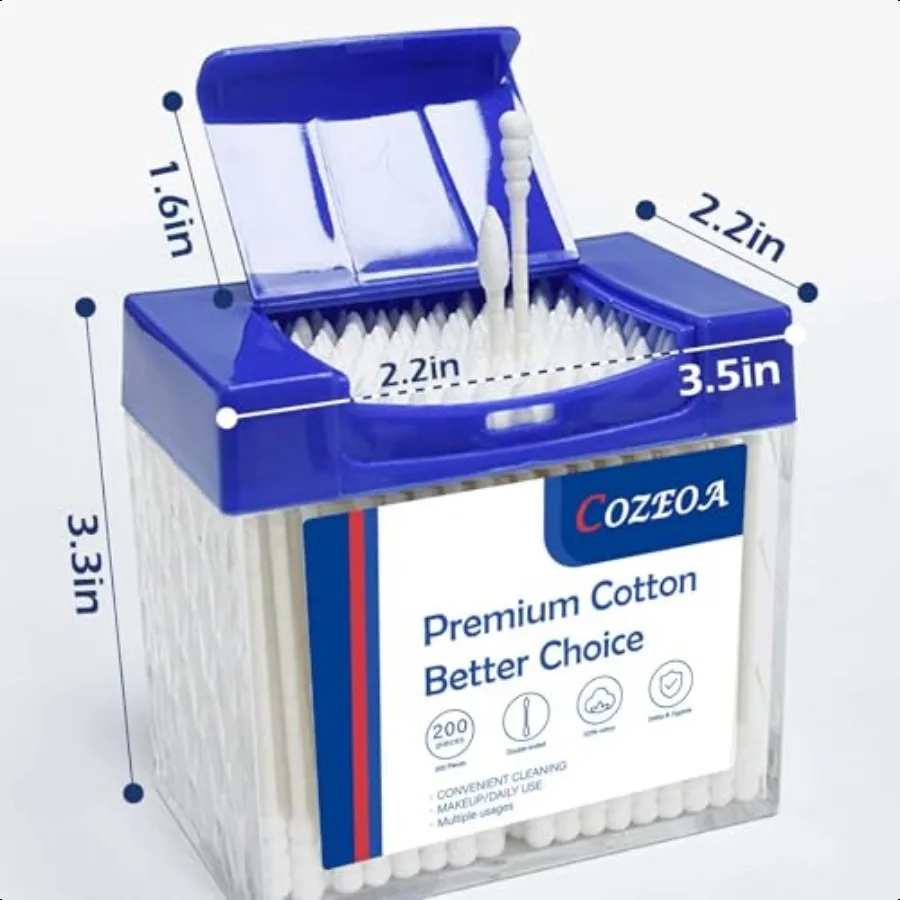 200 عدد مسحات قطنية 100 مسحات قطنية مزدوجة الأطراف قطع للأذنين مسحات قطنية مستديرة للمكياج مسحات الفم المهد
