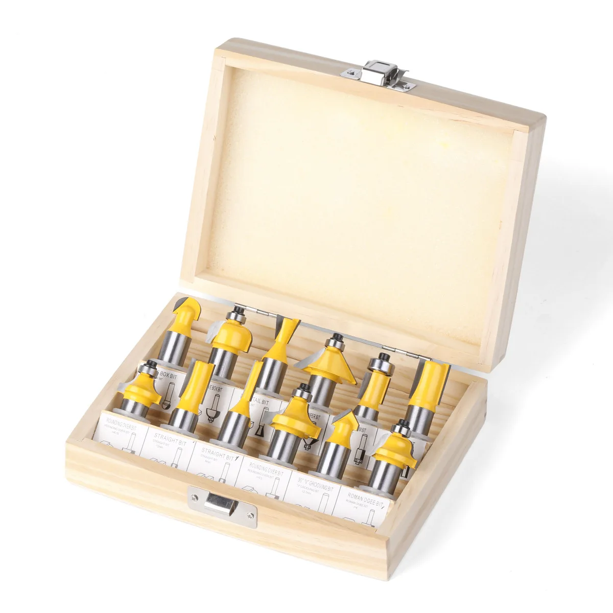 

12 PCS/SET 12.7MM 1/2'' Shank Milling Cutter Wood Carving Woodworking Milling Cutter Trimming Straight Bits Carbide Engraving