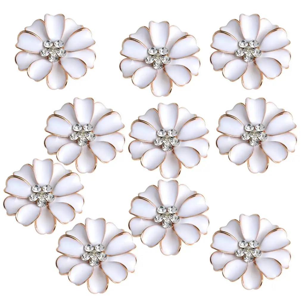 

MagiDeal 10 шт. металлические пуговицы со стразами и цветами с плоской задней частью, украшение, декор, розовый, сделай сам, ручная работа, скрапбук, ремесло, декоративные