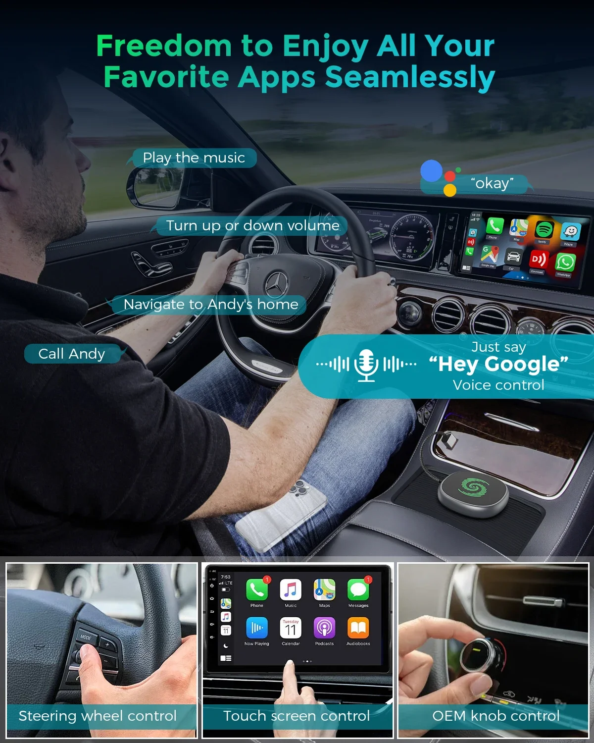 High Quality Portable Wireless Carplay Dongle for iPhones Wireless Carplay AI Box car accessories