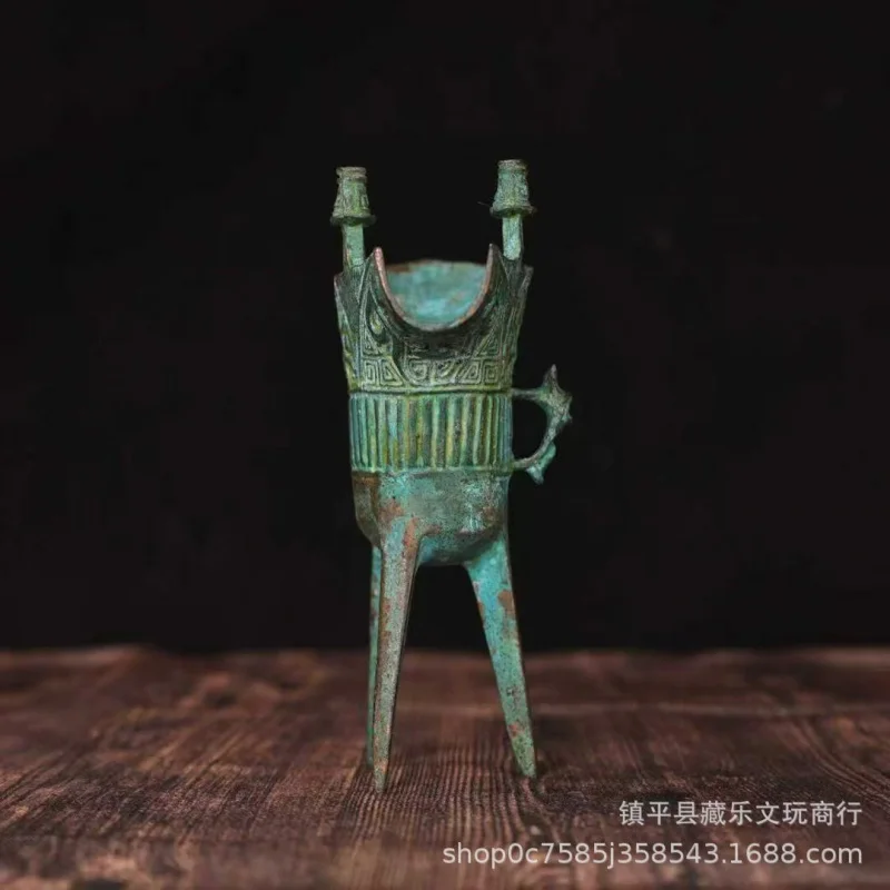 Vintage Bronze Utensil: Father Xinjue's Drinking , Triangular Cup, Promotional Ornament, Home Decoration, Copper Decorative P