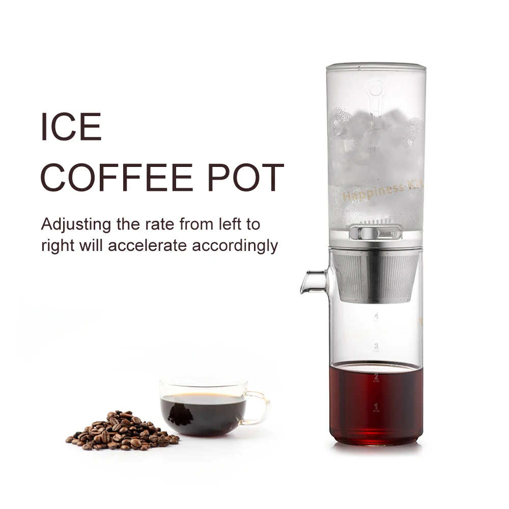 

Ручной капельный кофейник, кувшин для заваривания льда, 400 мл, чайник для заваривания льда, стеклянный горшок, холодная экстракция, офисные кофейные инструменты