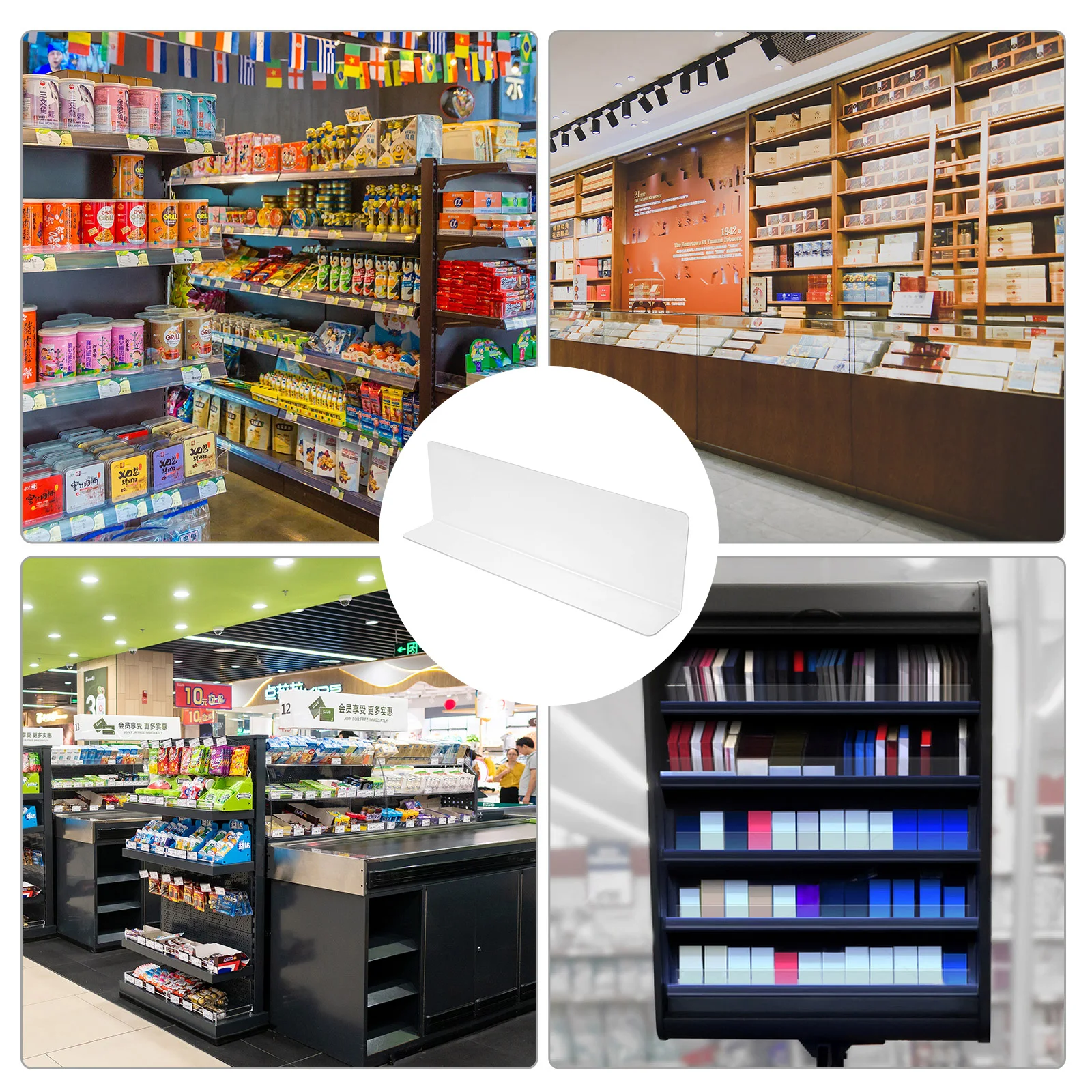 

10Pcs Commodity Dividers Clear L Shape Shelf Dividers for Supermarket Display Cabinet Organization Storage Accessories