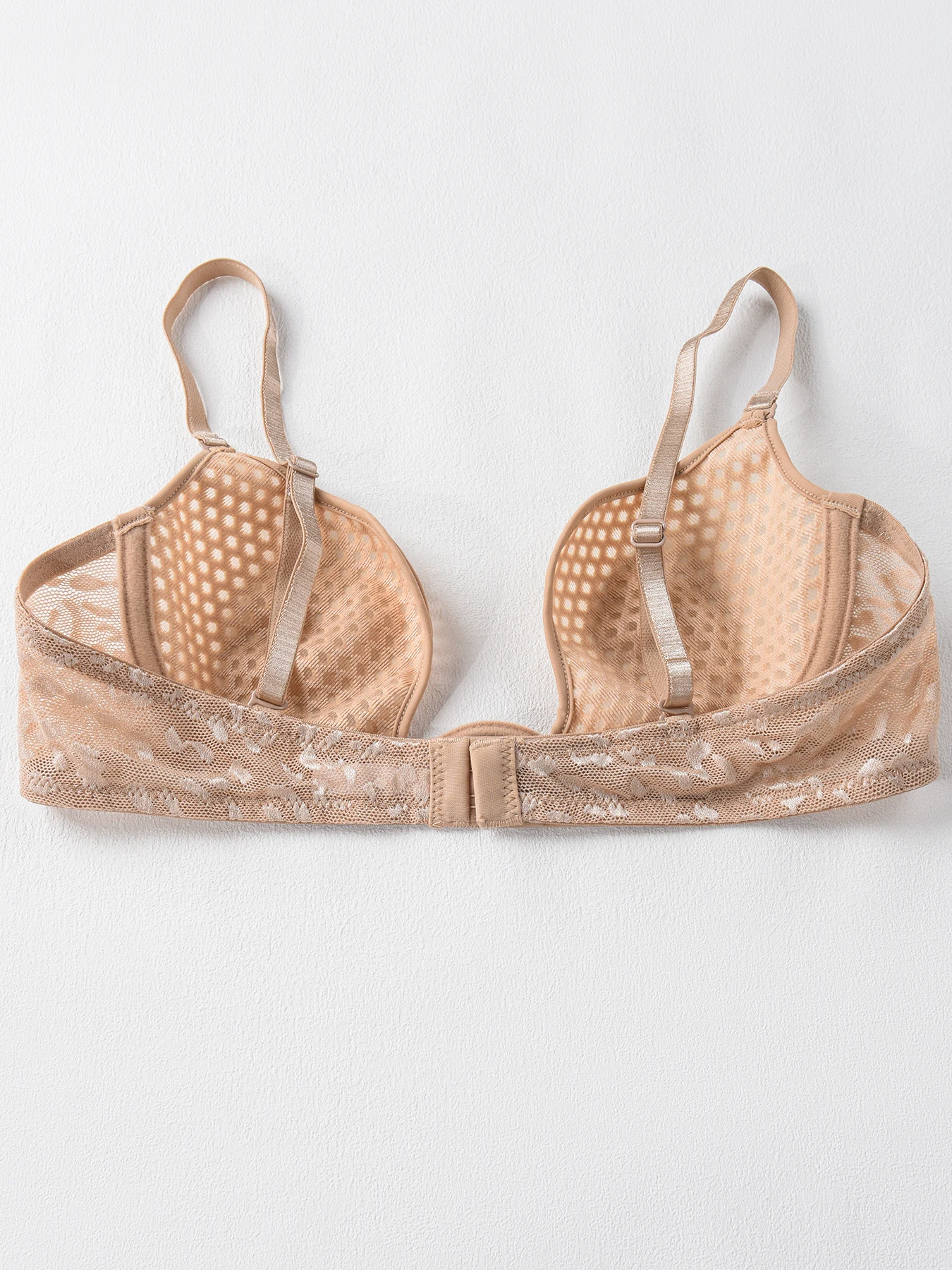 Sexy U-förmiger Spacer-BH, dünne, atmungsaktive Unterwäsche aus Netzstoff, Bügel-BH, bequeme, stilvolle Dessous-Bralette – Detail 11