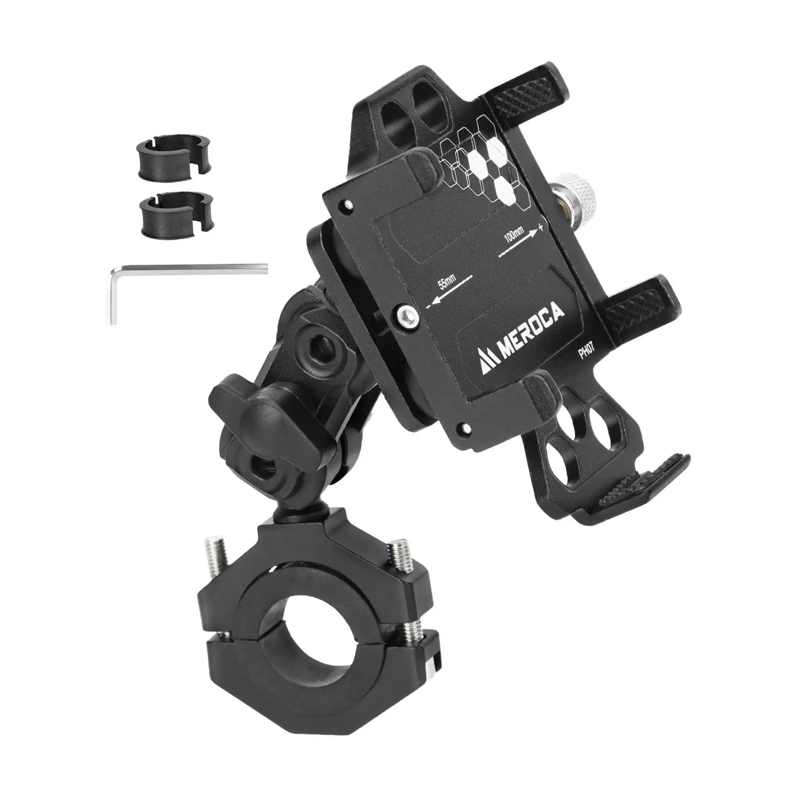 Bicycle Motorcycle Phone Holder 360 Rotation Adjustable for 0.87 inch- 0.97 inch Handlebars Easy to Install Shockproof Universal