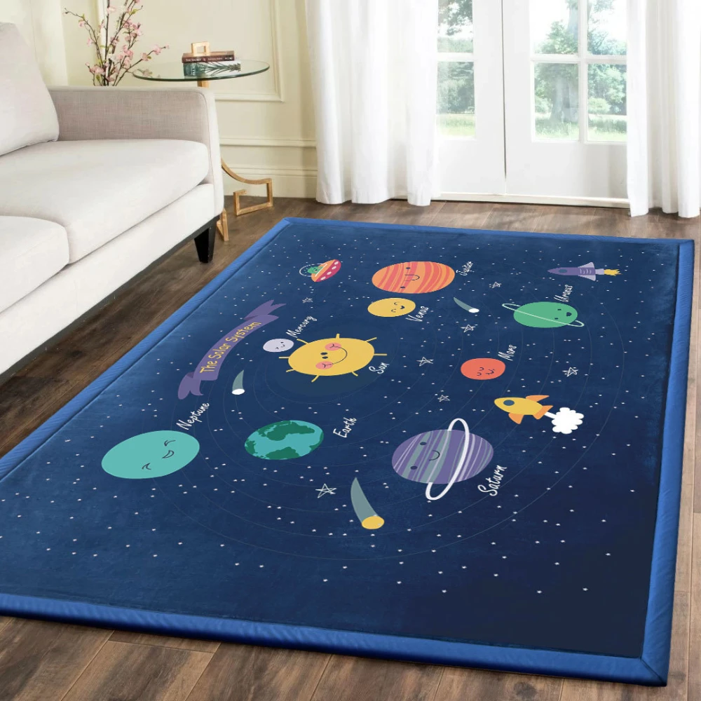 

VIKAMA Room Rug Printing Soft Dirt Resistant Easy Care Flannel Living Room Carpet Bedroom Drop Resistance Carpet