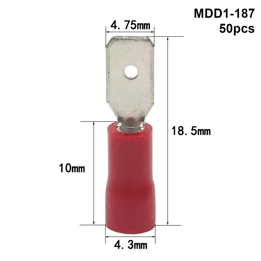 50Pcs 2.8/4.8/6.3mm Wire Connectors FDD/MDD1.25/2/5.5 Female/Male Electrical Crimp Terminal Spade Insulated Quick Disconnects