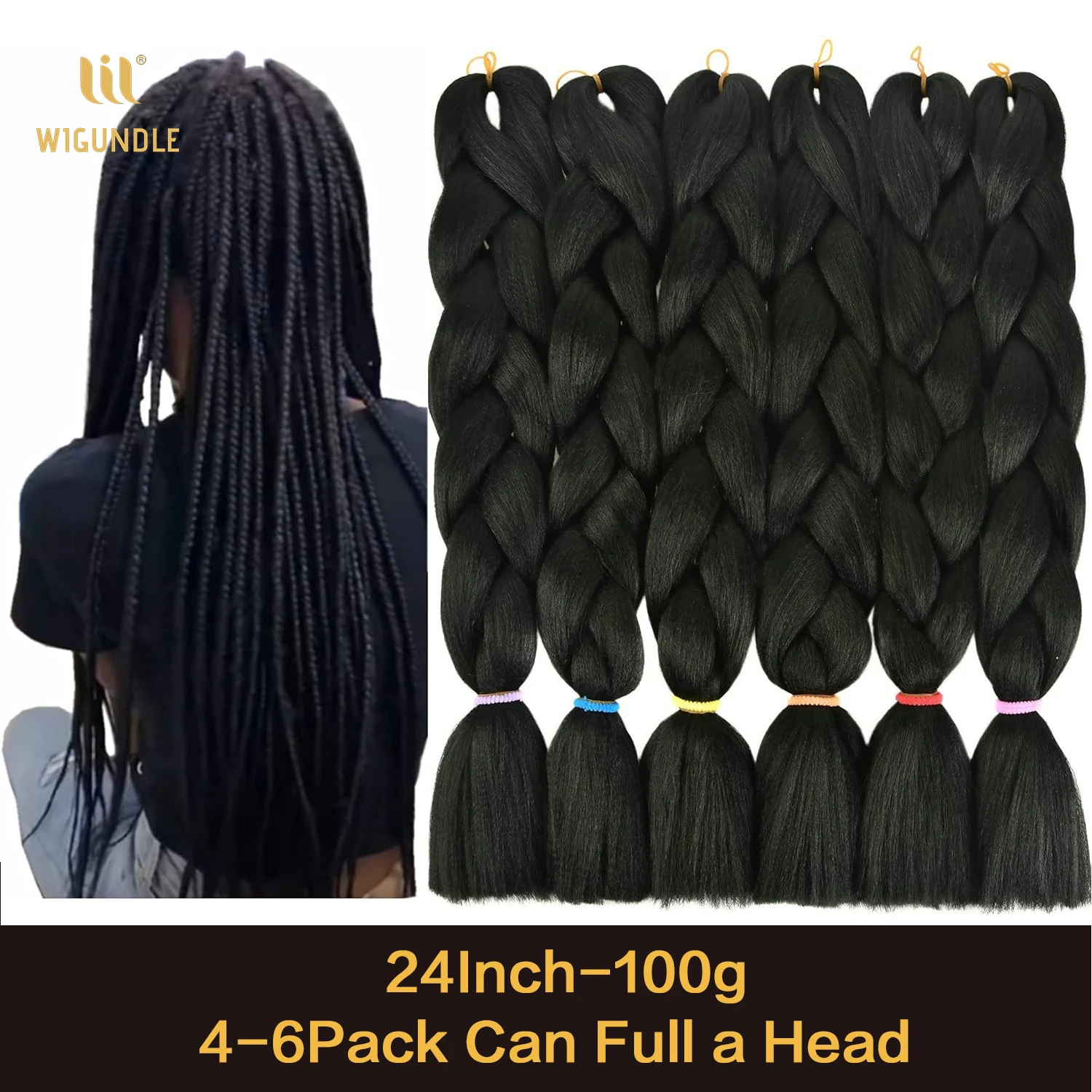 긴 24인치 점보 브레이드 익스텐션 코스 합성 브레이딩 헤어 아프로 옴브레 컬러 카네칼론 ... - 2