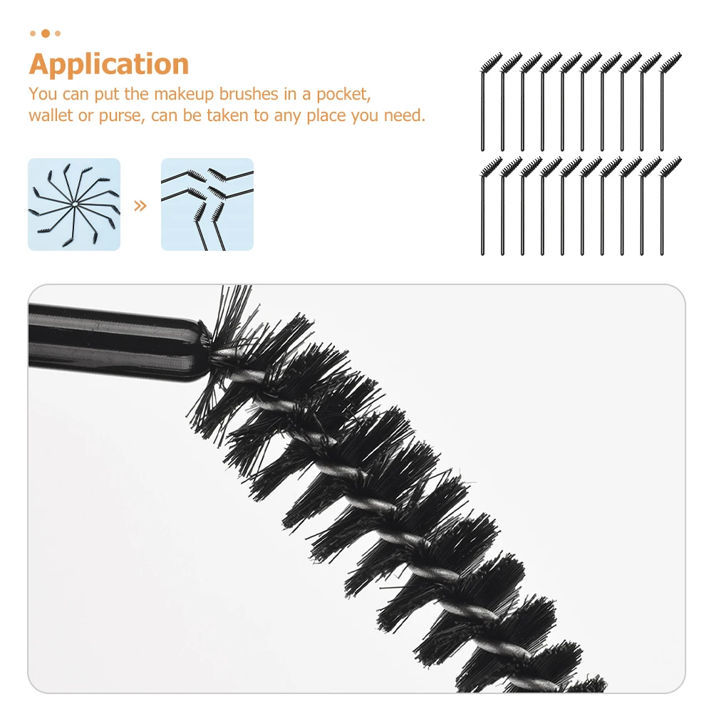 

50 Pcs False Eyelashes Large Curved Plastic Makeup Brushes Black Applicators Travel Disposable Eyelash Brush Eye Brow Brushes