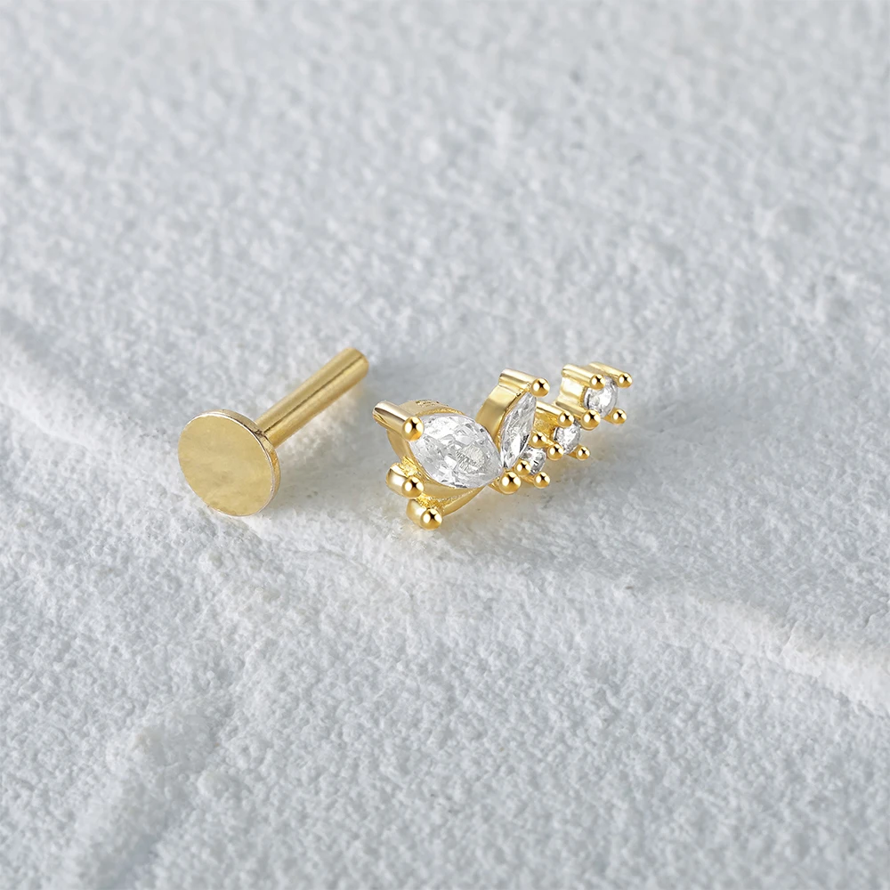 Aide 925 Sterling Silber 1pc Geometrie Multi Piercing Stud Ohrringe Für Frauen K Gold Einfache Elegante Quaste Schmuck Geschenk Pendiente – Detail 18