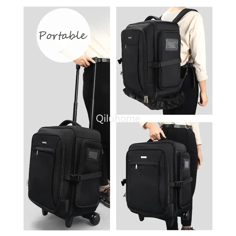 Professional Travel Make-up Trolley Case Relavel Makeup Backpack Rolling Cosmetic Case Makeup Brush Bracket Bag view 3