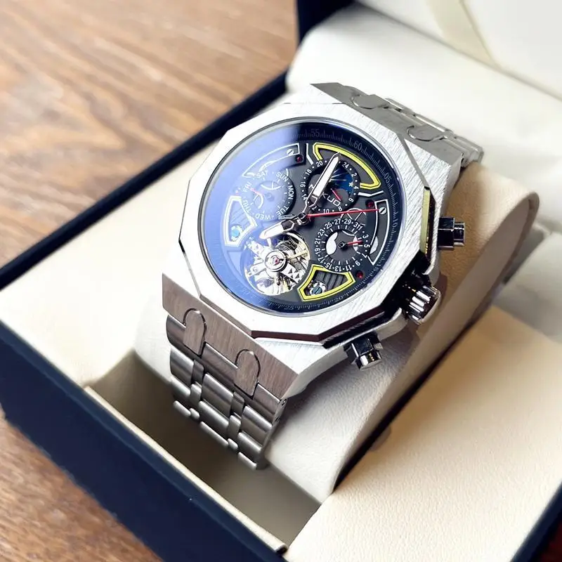 ساعة رجالية أوتوماتيكية بالكامل مجوفة مقاومة للماء ميكانيكية للرجال أزياء الأعمال #5