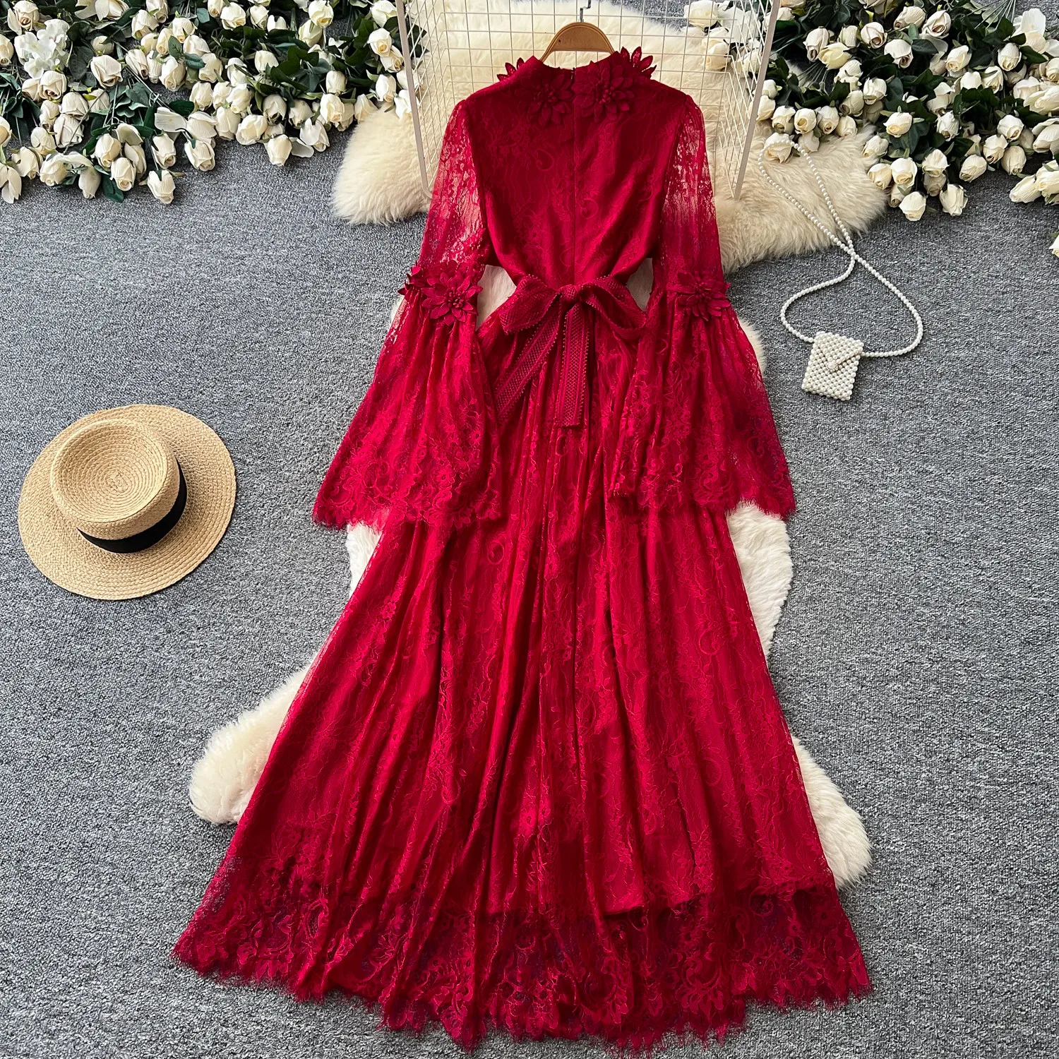 Schickes, florales Maxikleid mit tailliertem Schnitt und ausgestelltem Rock, A-Linien-Kleid, lässig, Vestidos, Frühlingsurlaub, elegantes Kleid