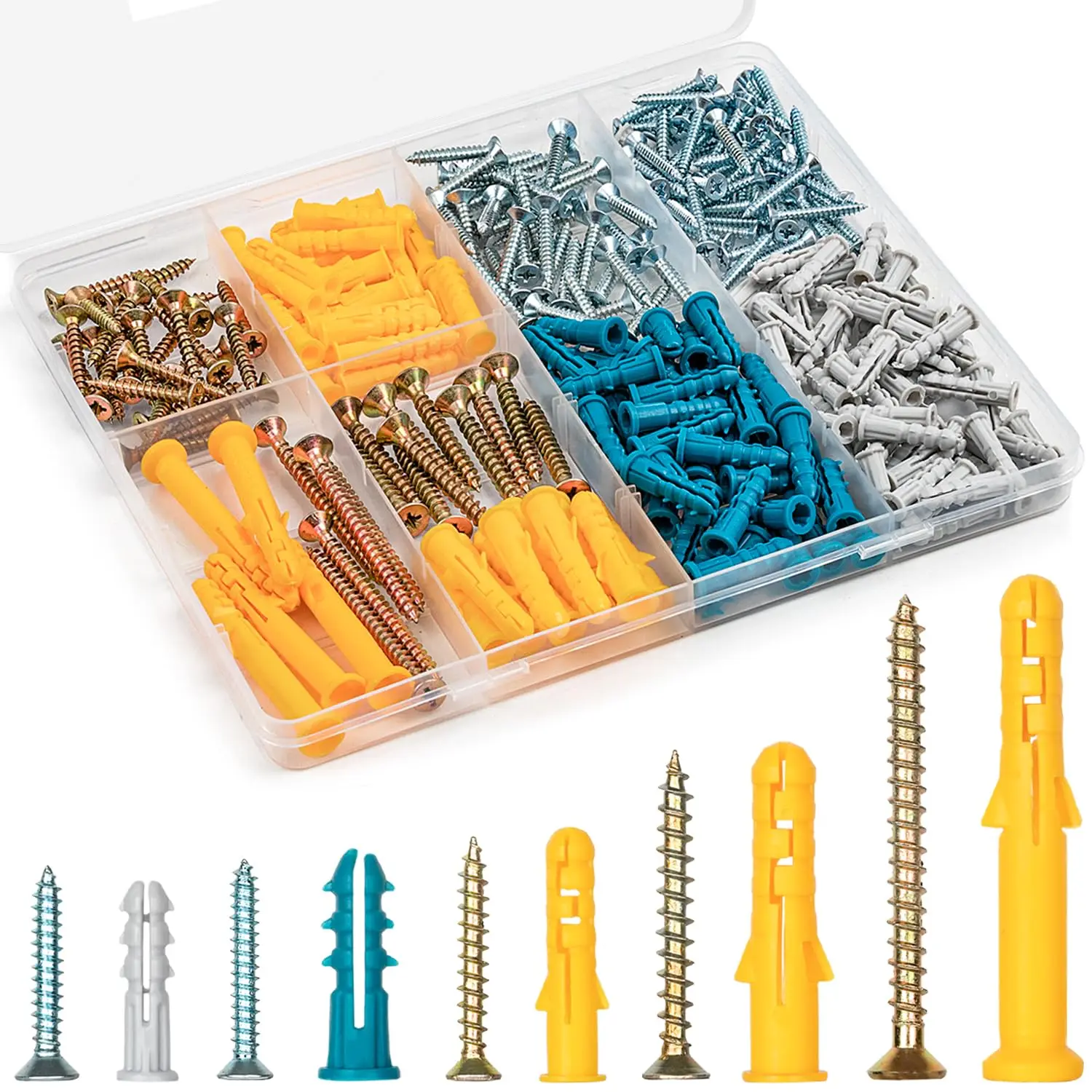 

270PCS Drywall Anchors and Screws Kit, 5 Sizes for Wall Hanging Art Decor, Replaces Picture Nails