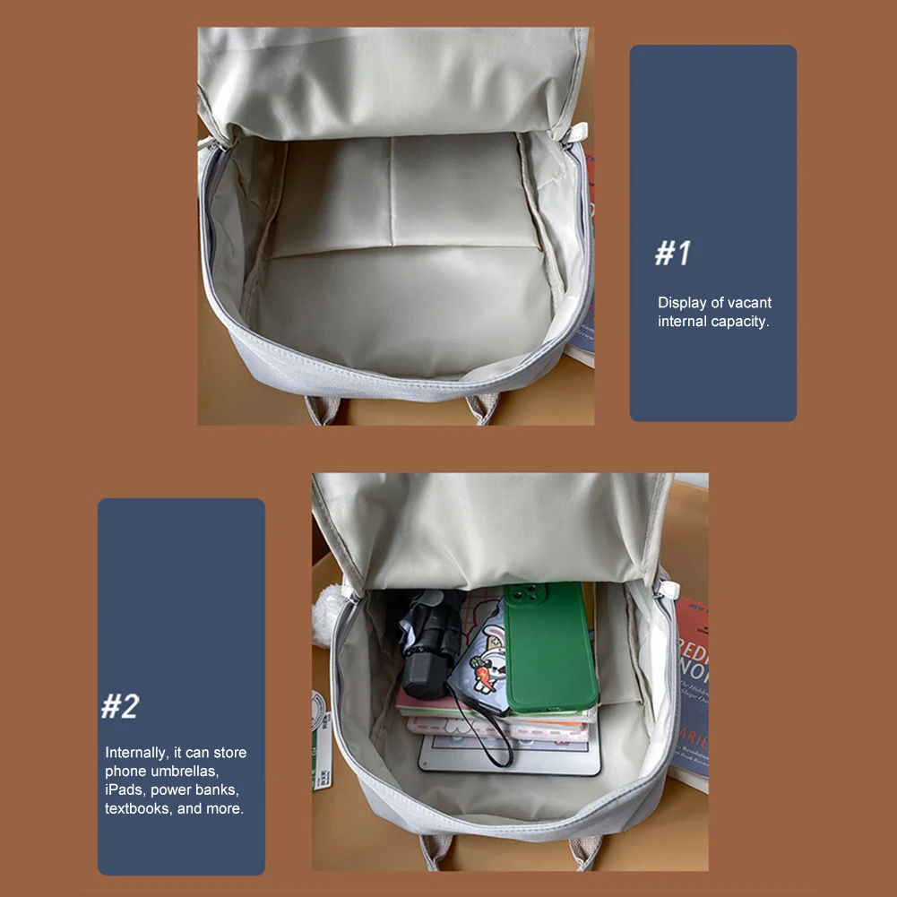 Teens Campus Daypack Large Capacity with Plush Pendant Childrens Rucksack Solid for Work Camping Sports Travel Backpack