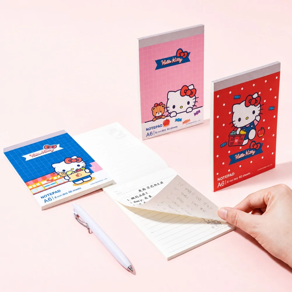 Genuine Sanrio Hello Kitty My Melody Kuromi Pochacco A5 A6 A7 Memo Notepad Character Goods for Study Planning Writing Notes