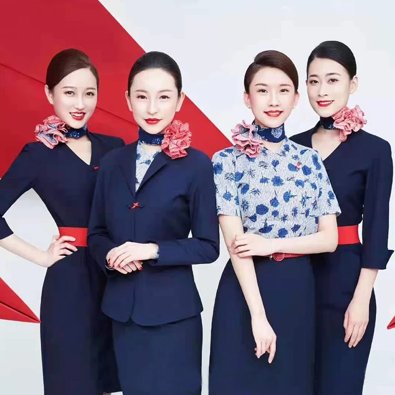 China Eastern Airlines Stewardess Uniform Dress Beautician Business Suit Case Customer Service Reception Cargo 4S Shop Work C...