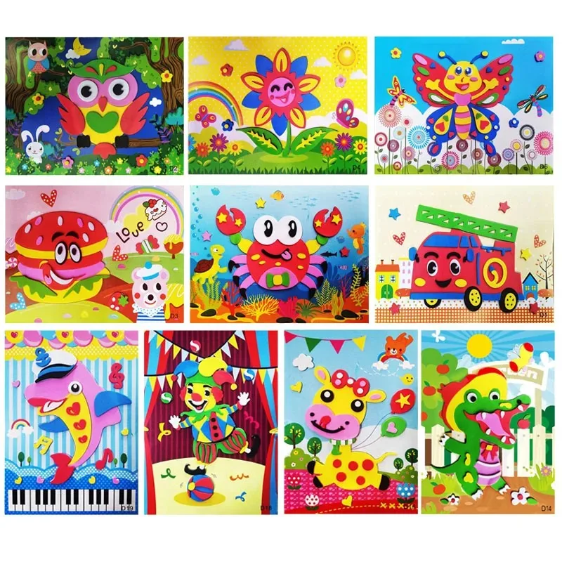 10Pcs/set 3D EVA Sponge Stickers DIY Handicraft Educational Brain Game Toys for Children