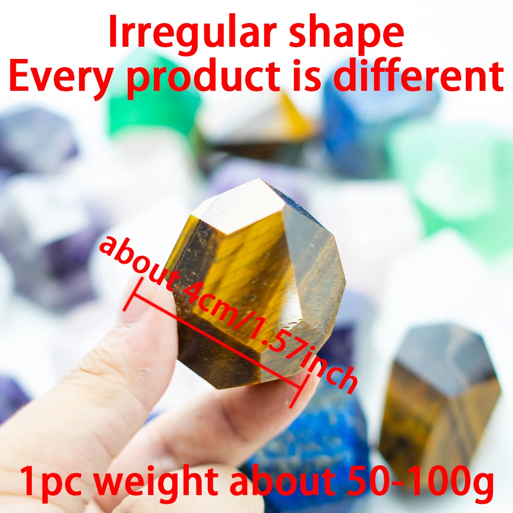 1PC Natural Tiger Eye Stone Burnishing Geometric Polyhedral Section Crystal Stone Crafts Landscape Stone Crafts Home Decoration